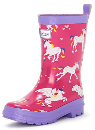 Hatley Rain Boots, Stivali di Gomma da Ragazza, Rosa (Rainbow Unicorns), 30 EU (12 US)