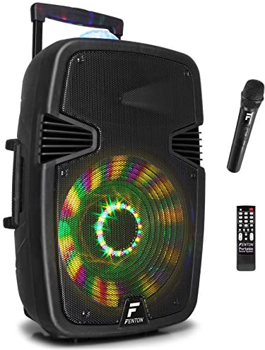 Fenton FT15JB - Enceinte sono portable avec LEDs intégrées, 15, 800W, parfait pour les soirées et les événements, jellyball, enceinte portable avec batterie, BT/USB/SD/AUX