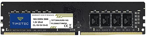 Timetec 16GB DDR4 2666MHz PC4-21300 Non-ECC Unbuffered 1.2V CL19 2Rx8 Dual Rank 288 Pin UDIMM Desktop Memory RAM Module Upgrade (16GB)