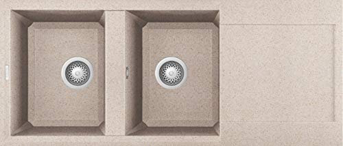 Elleci Lavello Incasso Easy 500 2 Vasche con gocciolatoio 116x50 Granitek (51 Avena)