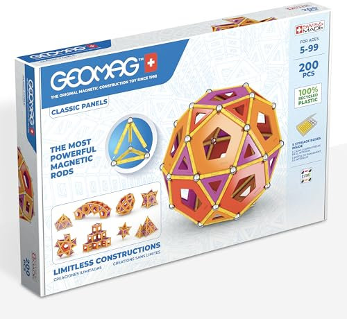 Geomag - Classic Panels 200 pezzi - Costruzioni Magnetiche per Bambini - Linea Green - 100% Plastica riciclata