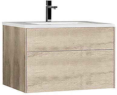 StoneArt Badmöbel Set mit Mineralguss Waschbecken und Unterschrank Waschtisch als Einzel- oder Doppelwaschbecken mit Unterschrank ohne Armaturen Venice VE-0800-II Eiche hell 80cm
