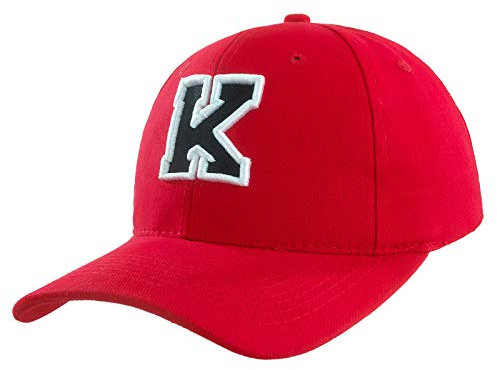 Baseballkappe 3D-Stickerei Lässige Baumwolle Alphabet A-Z Red Caps Schwarz Brief Snap Back Hut Hüte Unisex Jungen Mädchen Cap Baseball ROT Hut Kinder - K