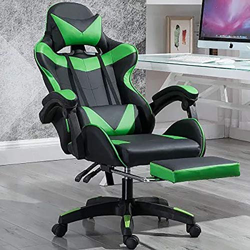 Poltrona Gaming, E-Sports Sedie da Gaming Per Computer, Sedia da Gioco con Cuscino Poggiatesta,Green