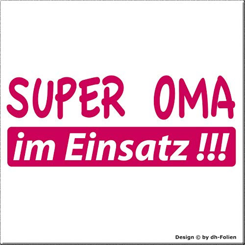 cartattoo4you® AK-00629 | SUPER OMA IM Einsatz | K-Serie | 20 x 8 cm | Farbe, pink,glänzend| in 24 Farben erhältlich, Autoaufkleber Aufkleber Car Sticker Heckscheibe Spruch Opa Enkel