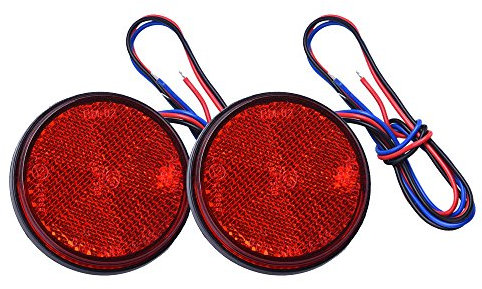HEHEMM LED Rund Reflektor Bremsstopp Marker Licht Blinker Rückleuchten für Truck Trailer Auto Motorrad (Packung mit 2) (rot)
