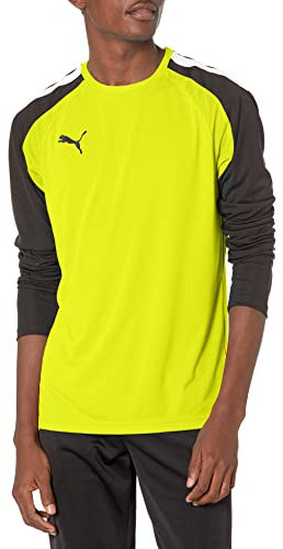 PUMA Men's Team Pacer Goalkeeper Long Sleeve Jersey T-Shirt, Fluorescent Yellow/Black/White, Large