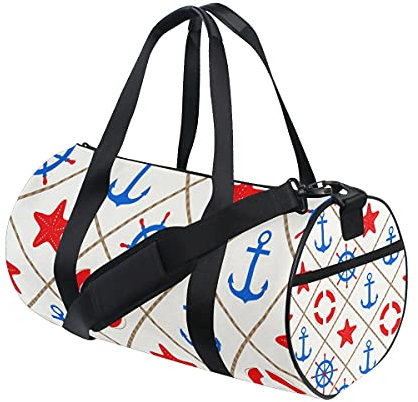 MONTOJ Seesack mit maritimem Muster und Meereselementen groß