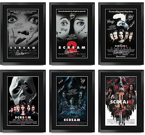 HWC Trading FR A3 Scream Geschenke Geduckter Poster Signiertes Autogramm Foto für Fans von Film Memorabilien - A3 Gerahmt
