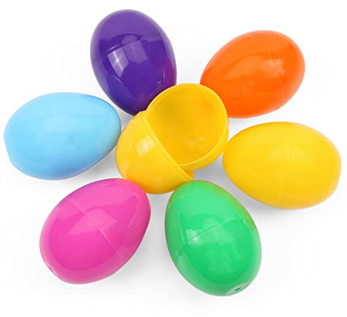Ostereier Plastik, 18 Stück Ostereier zum Befüllen, 8cm Ostern Plastikeier, Ostereier Deko Ostern Basteln Uberraschungseier, Bunte Eier aus Plastik zum Befüllen von Süßigkeiten Geschenke für Kinder