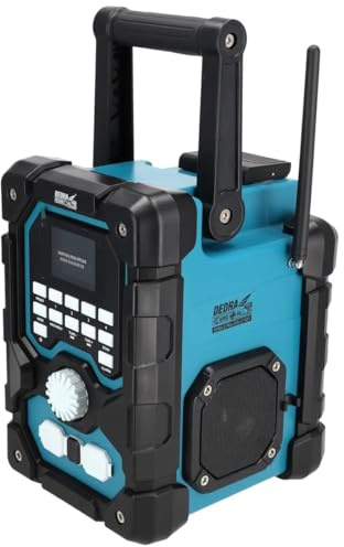 Dedra Akku-Baustellenradio, Baustellenradio SAS+ALL 18 V, DAB+/FM, Bluetooth, USB, kompatibel mit SAS+ALL-System, hohe Klangqualität im Baudschungel, moderne Technik, ohne Akku