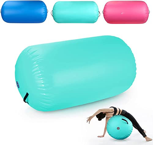 KAKASA Aufblasbare Gymnastik Air Roll, Aufblasbare Luft Rollen, Air Roller, Gymnastikrolle, Ausbildung Gleichgewicht Air Barrel, Yoga Roll, PVC Zylinder Übung Spalte Heimgebrauch (120x90cm, Grün)