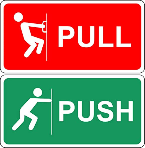Push & Pull door entry signs - Self adhesive stickers (200mm x 100mm)