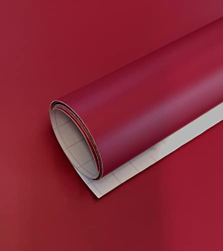 Carta Adesiva per Mobili Rosso Scuro 30x120 cm Pellicola Adesiva Opaca per Parete Cucina Porta Finestra Vinile Rivestimento Decorativo (30x120 cm, Rosso Scuro)