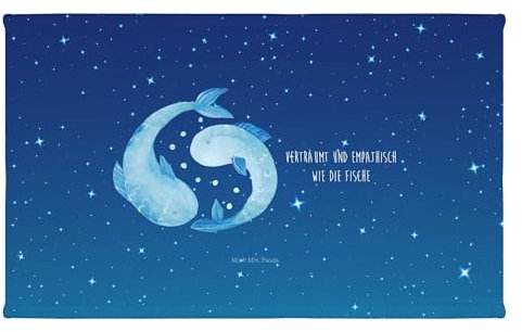 Mr. & Mrs. Panda 50 x 100 Handtuch Sternzeichen Fische - Geschenk, Geburtstag März, groß, Fische Geschenk, Badehandtuch, Horoskop, Badezimmer,