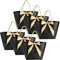 Geschenktaschen mit Krawatte, 6Pcs Geschenktüten aus Papier, Groß Geschenkbeutel Papiertüten zum Einkaufen von Kleidung, Elegant Einkaufstasche Hochzeit Weihnachten Halloween, 28*20*10cm (Schwarz-NEW)