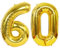 D2D | Party Balloon Zahl 60 XXL in Gold - Größe: 100 cm - Folienballons - Zahlenballons - Geburtstagdeko - Diamantene Hochzeit - Helium Ballons