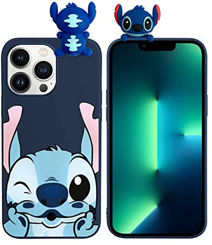 Omyzo Handyhülle Kompatibel mit iPhone 13 Pro Hülle 6,1,Weich Silikon 3D Puppe Stitch Karikatur Muster Süßes Charakter Design,Fallschutz Stoßfest Schutzhülle für iPhone 13 Pro