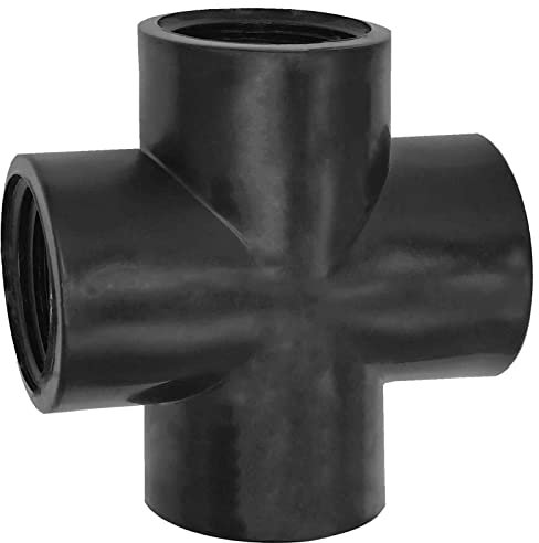 MegaHaustechnik Kreuz Stück aus Kunststoff PP 2 Zoll IG x IG x IG x IG DN50 Innengewinde Innendurchmesser 57mm Gewinde Fitting Trinkwasser Rohr Verschraubung 4 Anschlüsse Verteiler Kupplung