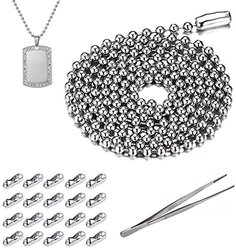 Edelstahl Kugelkette,Edelstahl Perlen Rollenkette,Kugelkette Halskette Kugelkette,Lange kugelketten Edelstahlkette,10 Meter Kugelkette,2.4 mm Durchmesser mit 20 Passenden Anschlüssen 1 Pinzette