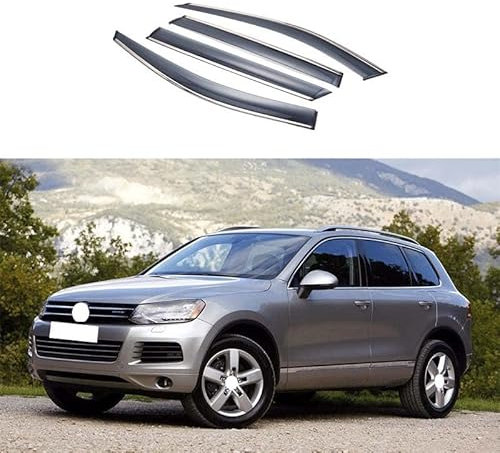 4 StüCk Windabweiser Auto, Für Volkswagen VW Touareg Auto Seitenfenster Windabweiser Autofenster visiere Regenschutz Zubehör für Autofenster,2011-2015