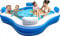 4 Seater Inflatable Family Lounge Swimming Paddling Pool with 2 cupholders 390L 2 Ring Blue White Kids Adults