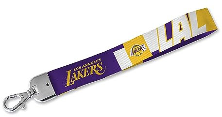 Rico Industries NBA Basketball Los Angeles Lakers Handgelenk-Schlüsselband, niedlicher Handgelenkriemen, Schlüsselanhängerhalter für Damen und Herren, Autoschlüssel, Ausweise, Karten, Geldbörse,