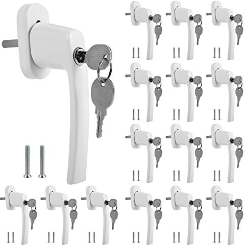 Tubiaz 16 Stück Fenstergriff Abschließbare,Kindersicherung,Fenstergriffe Aluminium mit Schloss,Fensterschloss Weiß,Fenstergriffe abschließbar im gekippten und geschlossenen Zustand