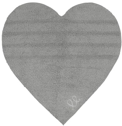 OLIVO.shop | AMOUR Badteppich in Herzform, Badematte, Baumwolle, rutschfest und saugfähig, 6 Farben erhältlich (Dunkelgrau)