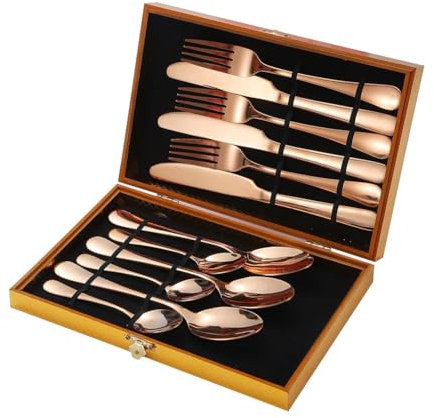 Couverts Ensemble D'argenterie 12 Pièces, Ensemble De Couverts En Acier Inoxydable Pour 3 Personnes, Ustensiles De Cuisine Et De Salle À Manger Ménagers, Lavable Au Lave-vaisselle ( Color : Rose Gold