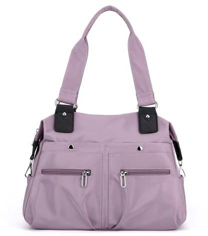 YANAIER Damen Handtasche Schultertasche Leicht Multi-Taschen Umhängetasche Shopper Tasche für Lässige Reisen Schule Hellviolett