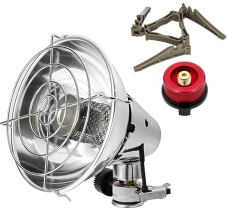 cimsfcor Tragbare Mini Camping Gasheizung, Outdoor Top Gasherd Mini Heizung Angeln Jagd Zelt Heizung mit Gas Tank Ständer & Gas Adapter, Gasheizung Herd für Wandern Camping Indoor Aktivitäten