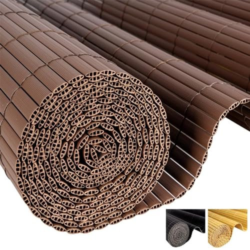 Hengsong Sichtschutzmatte PVC 80x500cm,für Balkon Sichtschutz,Sichtschutz Garten,Sichtschutz Balkon Ohne Bohren,Windschutz Balkon Ohne Bohren,Wind&Wasserdicht,Braun