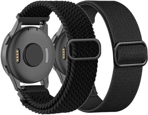 TUCOMO Dehnbares Nylon Armband Kompatibel mit 20mm Garmin Venu Sq/Venu Sq 2/Venu 2 Plus/Venu, Geflochtenes Loop Elastische Ersatzband für Garmin Vivoactive 5 / Vivoactive 3 Herren Damen