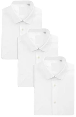 UniMark Pack of 3 Mens Short Sleeved Shirts Comfortable White Shirt Wrinkle free Easy Iron Short Sleeve Shirts Men | Casual, Formal, Corporate office and Work Shirt for Men (Collar Size 19'')