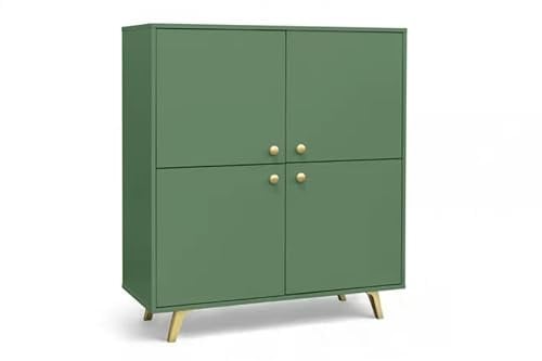 Albello Kommode Selly Schlafzimmer Kommode Modernes Sideboard Kommode Holzwerkstoff Kommode Grün 100 x 112 x 41 cm
