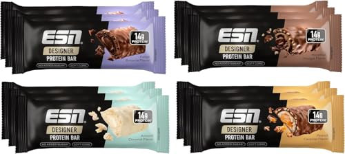 ESN Designer Bar, mixed Flavours, 12 x 45 g Protein Riegel, der ideale Snack mit bis zu 14 g Protein pro Riegel - made in Germany