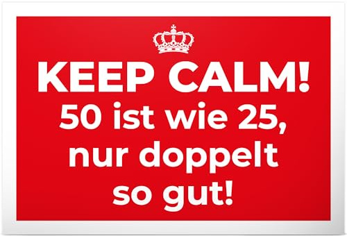 DankeDir! 50 Jahre keep calm - Kunststoff Schild 30 x 20 cm - Männer & Frauen Geschenk 50. Geburtstag Geburtstagsgeschenk - Partydeko 50er Geburtstagsdeko Geschenkidee Geburtstagskarte Fünfzig