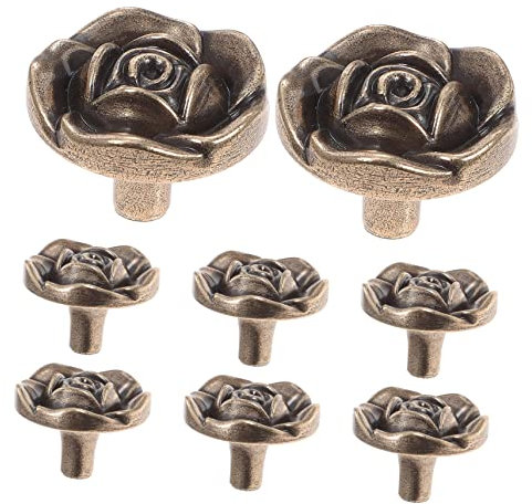 WHAMVOX 8stücke Schrankknöpfe Rosa Vintage Blume Türgriffe Möbelgriffe Schrankgriffe Kommodengriffe Zieht Pull All-match-dekorative Haushalt Schranktür Blumentür