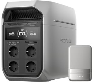 Station électrique portable EF EcoFlow DELTA 3 Plus,1024 Wh de capacité, batterie LiFePO4, charge complète en 56 min, 1800W de puissance de sortie, pour camping, RV, l'alimentation de secours
