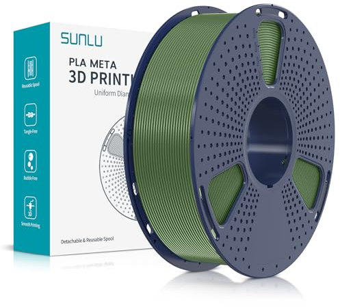 SUNLU High Speed PLA Meta Filament, 1kg PLA 3D Druckerfilament 1,75mm, Robusteres 3D Druckfilament, Maßgenauigkeit +/- 0,02mm, Kompatibel mit 3D FDM Druckern, 1kg Spule(2.2Pfund), Olivgrün