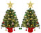 Uten 2 pcs Arbol de Navidad, 60 cm Mini Árbol de Navidad, con 50 Luces LED, Estrellas y 56 Bolas Navideñas, para Oficina, Salón, Alféizar de Ventana, Escritorio Decoración Navideña