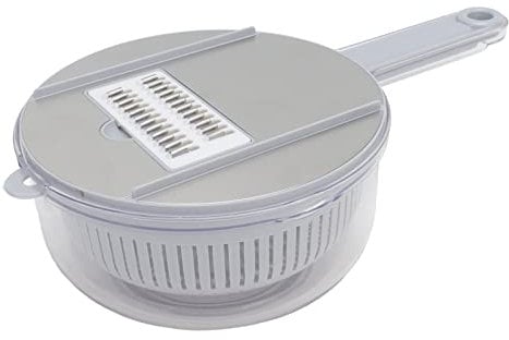 Vegetable Chopper, Vegetable Slicer with Drain Basket Versatile Vegetable Cutter, Stainless Steel Potato Slicing Machine, Carrot Cucumber Grater Shredders Food Chopper for (Gray)