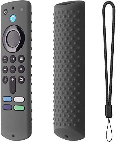 Anti-slip Silicone Remote Control Cover for Fire TV Stick (3rd Gen), Protective Remote Control Case, Shockproof Washable Scratch-Free, with Lanyard, Remote Sleeve Replacement (Dark Gray)