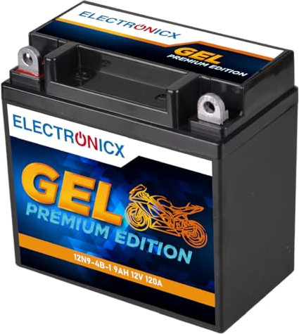 Electronicx YB9-B GEL Motorradbatterie 12V 9Ah - Wartungsfrei, Hohe Startleistung, Tiefenentladungssicher - Ideal für Motorrad & Roller - Ersatz für YB9-BS CB9-B 12N9-4B-1 GM9Z