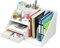 Kaishuai Büro organizer-2-stufiger Papier Organizer mit Schublade und 3 Stifthaltern,Schreibtisch organizer-2-stöcki Schreibtisch Akten Organizer für büro Schreibtischutensilien (weiß)