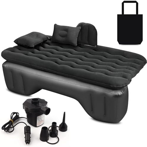 STARLUXE® - Colchón para Coche Negro con Bomba de Aire Eléctrica - Asientos Traseros - Cama Hinchable