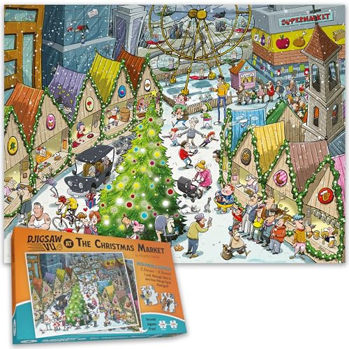 DJigsaw Vu Christmas Puzzle Set - 2X 1000 Teile Festliche Puzzles mit einem zeitreisenden Twist!