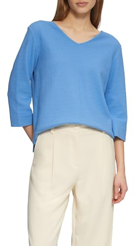 s.Oliver Strukturiertes Jersey-Sweatshirt mit V-Ausschnitt und 3/4-Ärmeln