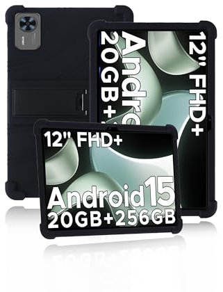 Protective cover for DOOGEE T36 Android 15 12 Inch,Soft Silicone Tablet Case for DOOGEE T36 2025 with Anti-Slip Stand,Shockproof and Drop-Resistant,Black